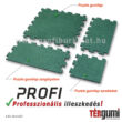 Professzionális illeszkedésű 1 cm vastag zöld puzzle gumiburkolat fő elemei.