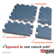A szürke színű 4 cm vastag esésvédő puzzle gumiburkolat elemei