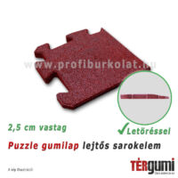 Lejtős sarokelem a 2,5 cm vastag, vörös rezgéscsillapító puzzle gumilaphoz