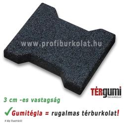 Gumitégla térburkolat fekete színben, 3 cm vastagságban.