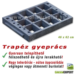Nagy teherbírású trapéz alakú műanyag gyeprács Nagy teherbírású trapéz alakú műanyag gyeprács