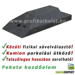 Műanyag sávelválasztó és kamion parkolási ütköző kezdőelem.
