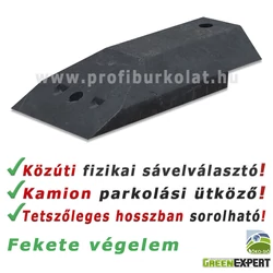 Műanyag sávelválasztó és kamion parkolási ütköző végelem.