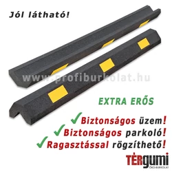 Gumi ütközésvédő sarokelem, sárga fényvisszaverőkkel, ragasztható.