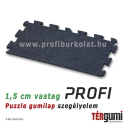 Profi puzzle gumilap szegélyelem - 1,5 cm vastag fekete Profi puzzle gumilap szegélyelem - 1,5 cm vastag fekete