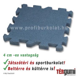 4 cm vastag esésvédő puzzle gumilap szürke színben