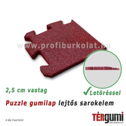 Lejtős sarokelem a 2,5 cm vastag, vörös rezgéscsillapító puzzle gumilaphoz Lejtős sarokelem a 2,5 cm vastag, vörös rezgéscsillapító puzzle gumilaphoz