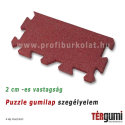Szegélyelem a 2 cm vastagságú rezgéscsillapító, vörös puzzle gumilap lerakásához