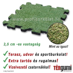 Műfű puzzle gumilapon - 2,5 cm vastag