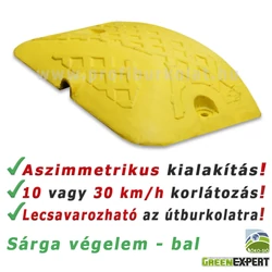 Baloldali, sárga sebességcsökkentő küszöb végelem (fekvőrendőr végelem). Baloldali, sárga sebességcsökkentő küszöb végelem (fekvőrendőr végelem).