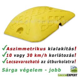 Sárga sebességcsökkentő küszöb végelem, jobb oldali. Sárga sebességcsökkentő küszöb végelem, jobb oldali.