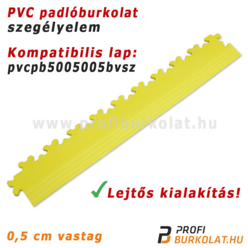 Sárga PVC burkolat sarokelem, lejtős kialakítással.