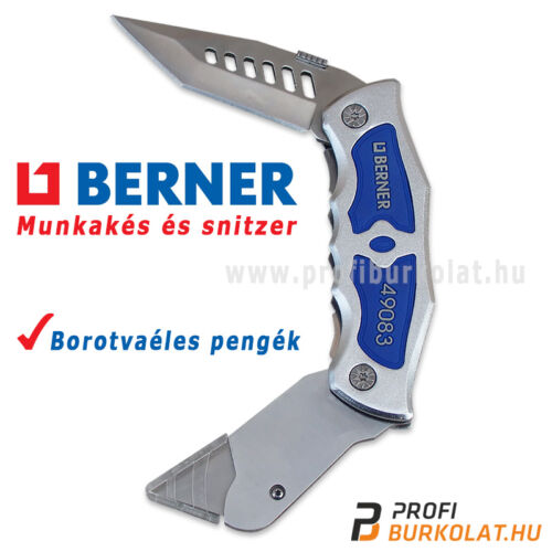 Borotvaéles Berner kés cserélhető trapéz snitzer pengével.