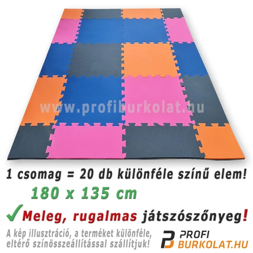 Színes, puha, vízálló felület polifoam puzzle elemekből.