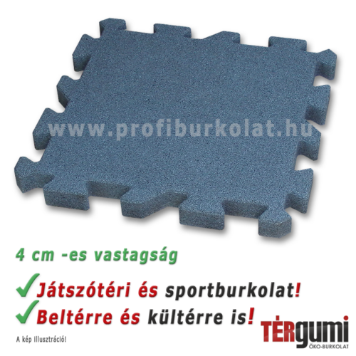 4 cm vastag esésvédő puzzle gumilap szürke színben