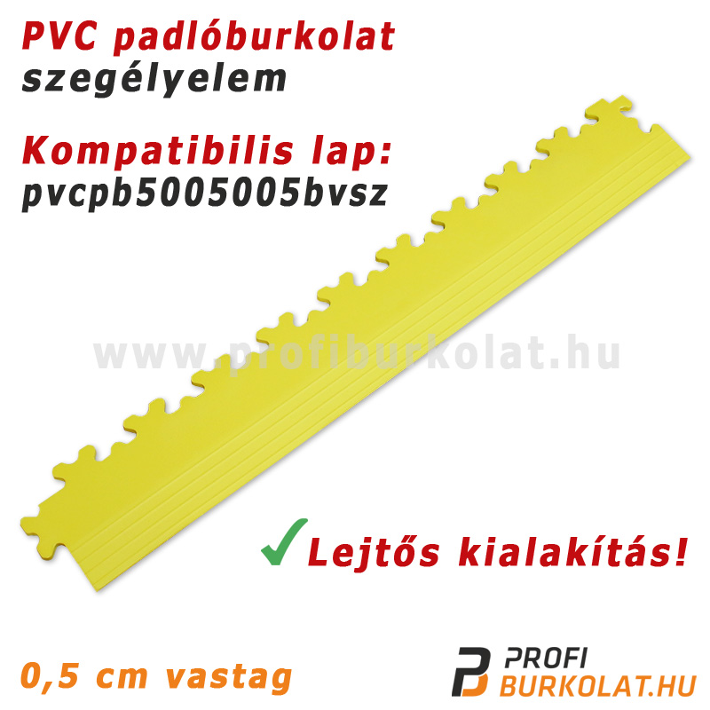 PVC puzzle ipari padlóburkolat szegélyelem, sárga - 0,5 cm vastag