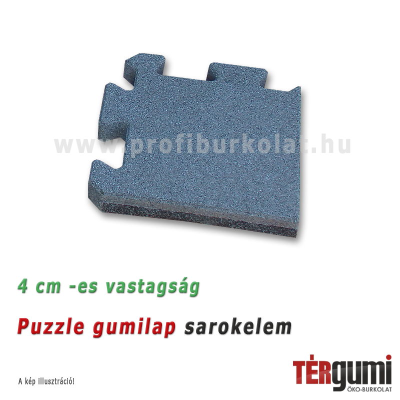 Esésvédő puzzle gumilap sarokelem - 4 cm vastag szürke